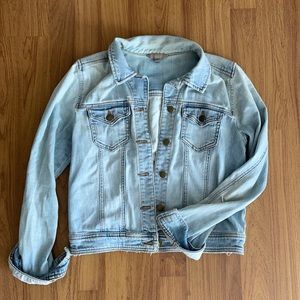 Light wash distressed denim jacket size medium